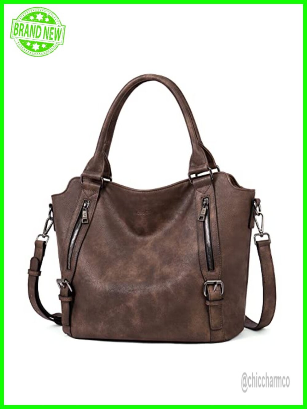 Vegan Leather Large Hobo Bag Multi-Pocket Shoulder Crossbody Purse